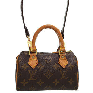 Louis Vuitton Monogram 2way Leather Speedy Bag Brown
